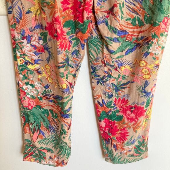 M&S Collection Women UK 14/US 10 Floral Linen Blend Ankle Pant Beachy Resort - Picture 11 of 11